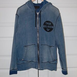 True Religion Blue Zip Up Sweater